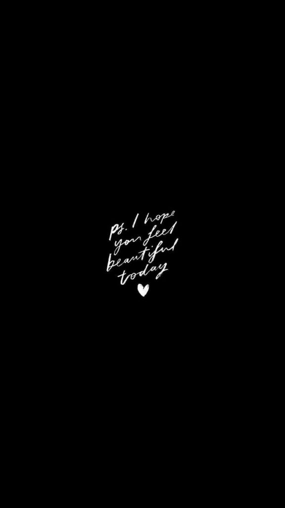 Elegant Black Minimalist Wallpaper: Inspirational Quote & Heart