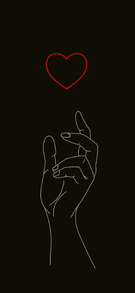 Elegant Hand Line Art Reaching for Heart - Minimalist Wallpaper