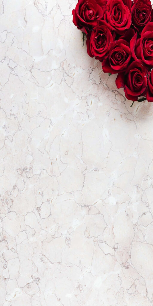 Elegant Red Roses on Marble Background - Minimalist Wallpaper Design