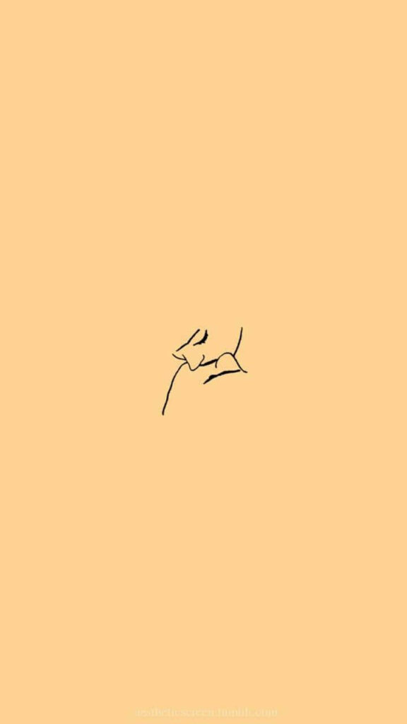 Elegant Minimalist Wallpaper with Handwritten Logo on Orange Background