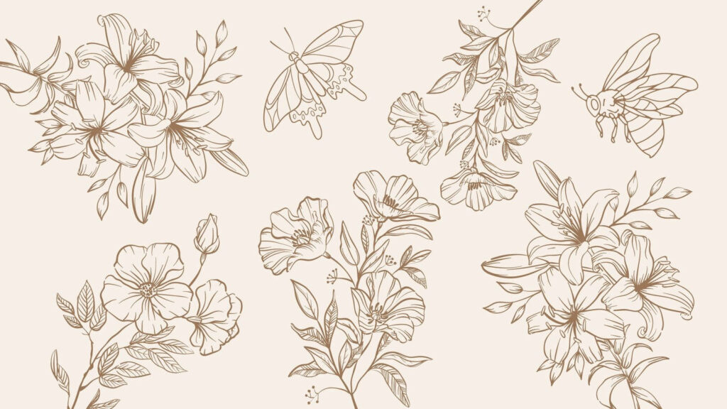 Elegant Minimalistic Flower & Insect Wallpaper for Serene Screens
