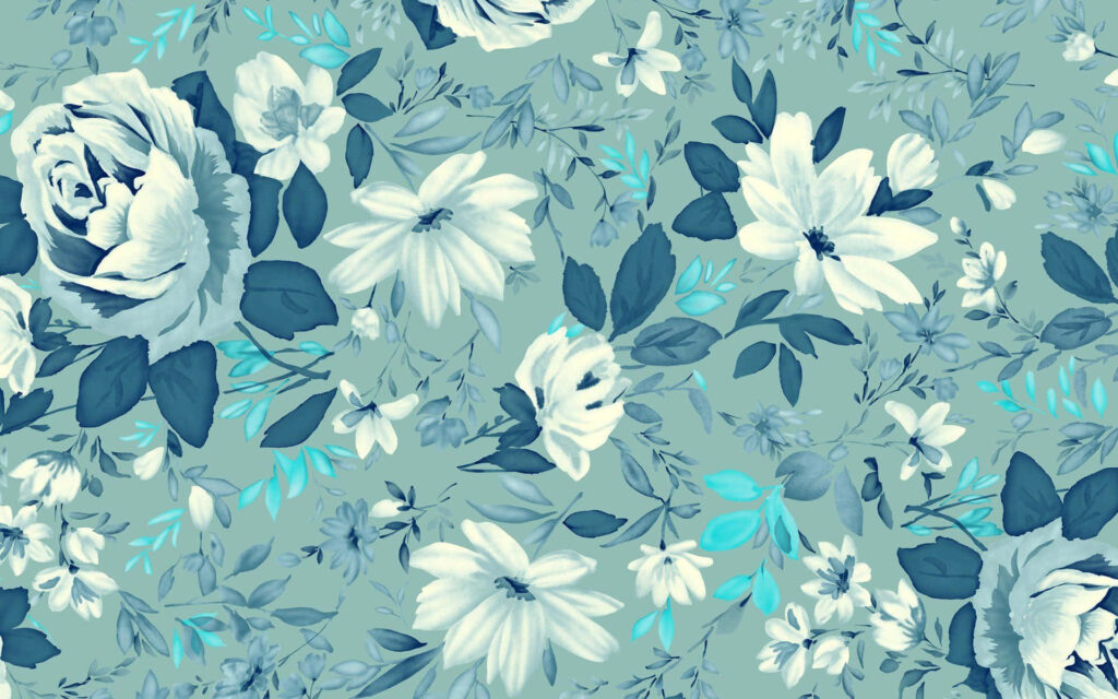 Elegant Monochromatic Blue Flower Wallpaper with Textured Background