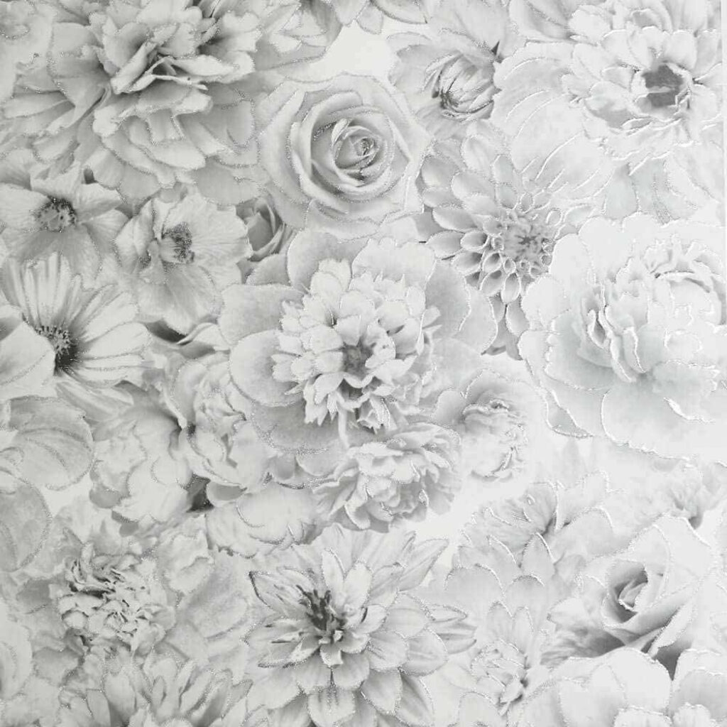 Elegant Monochrome Floral Wallpaper: Sophisticated Gray Background