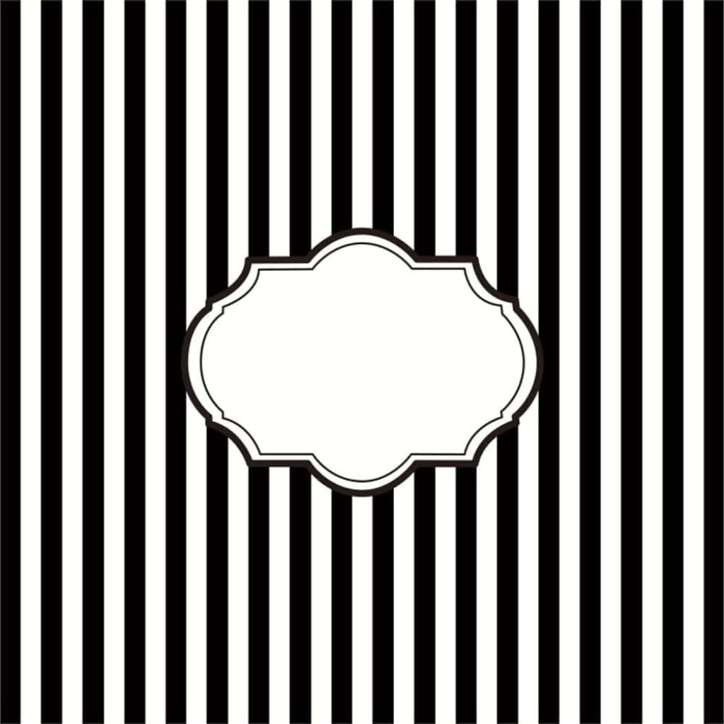 Elegant Black & White Striped Wallpaper with Customizable Label