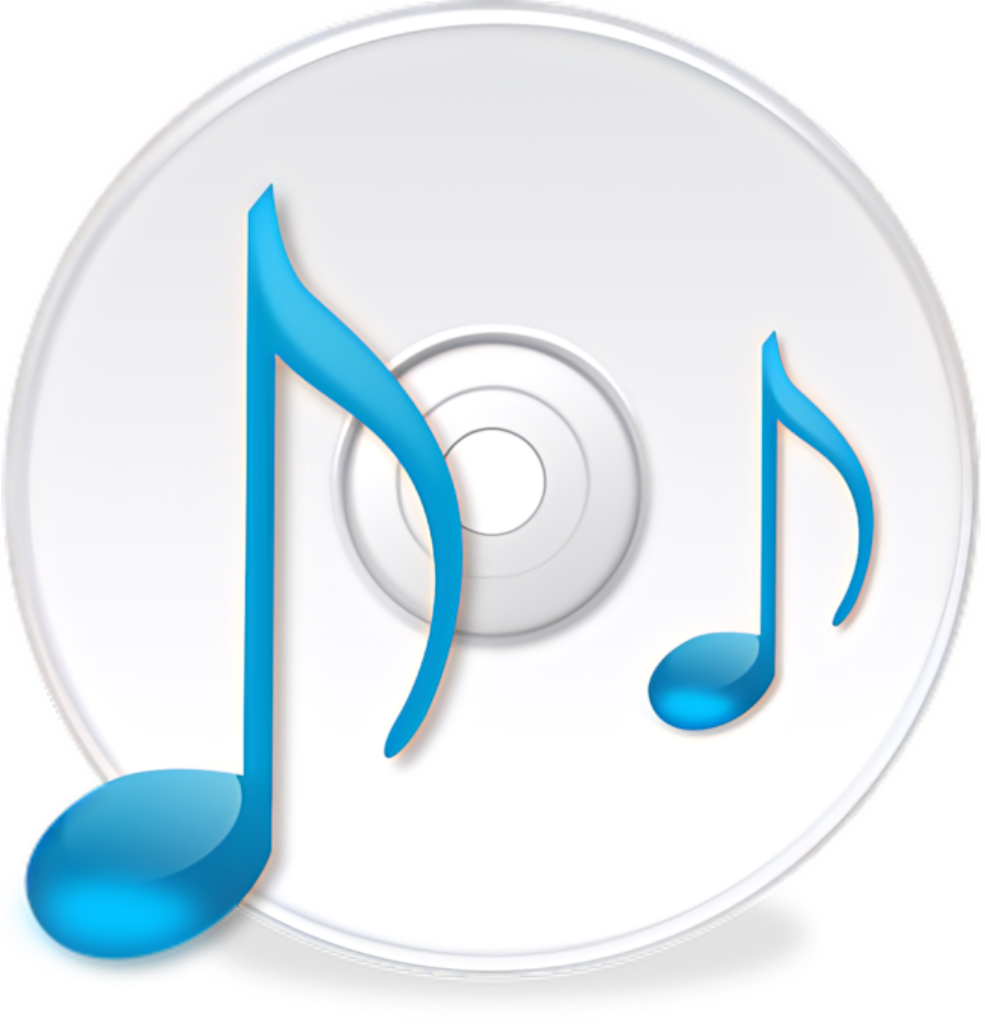 Elegant Music Wallpaper: White CD with Vibrant Blue Notes