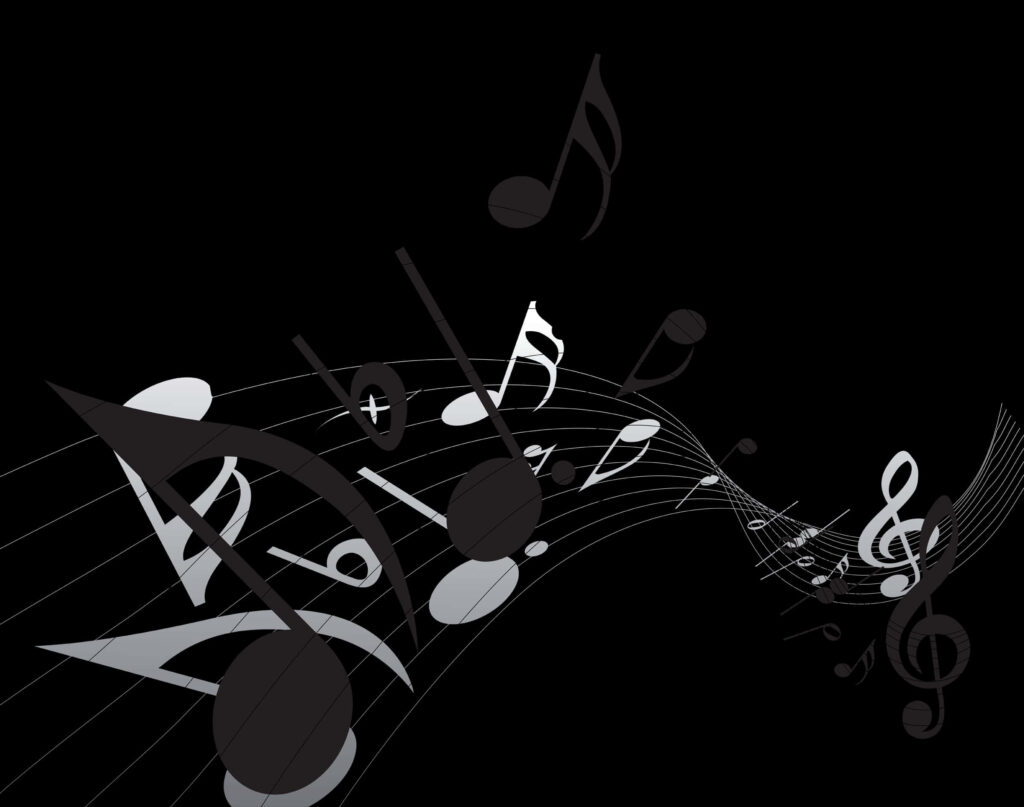 Elegant Abstract Musical Notes Wallpaper on Dark Background