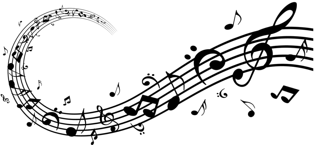 Elegant Musical Notes Wallpaper Background on Dark Design