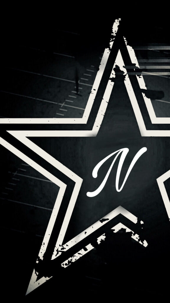 Stylish Dark Background Wallpaper with Bold Distressed Star & Letter N
