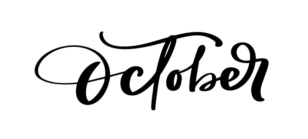 Elegant October Wallpaper: Minimalist Handwritten Design on White