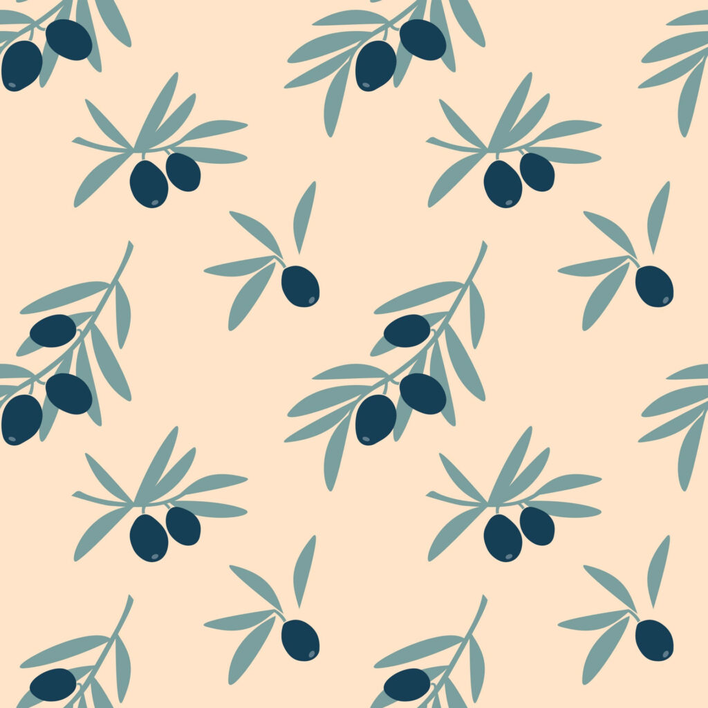 Elegant Olive Branch Wallpaper: Minimalist Mediterranean Design