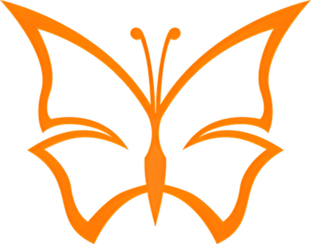Elegant Orange Butterfly Silhouette Wallpaper on Transparent Background