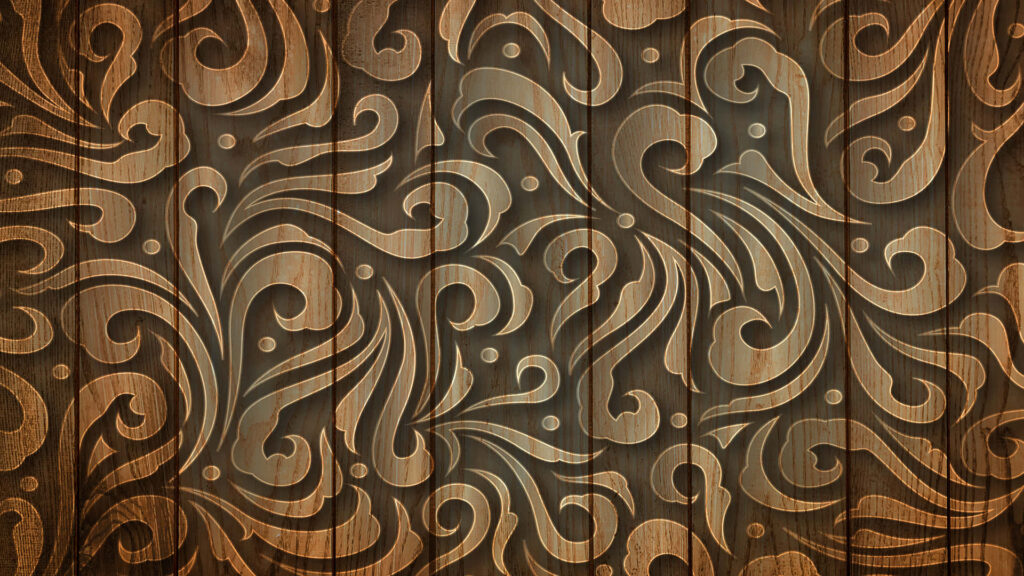 Elegant Paisley Wallpaper: Rustic Wood Background Design