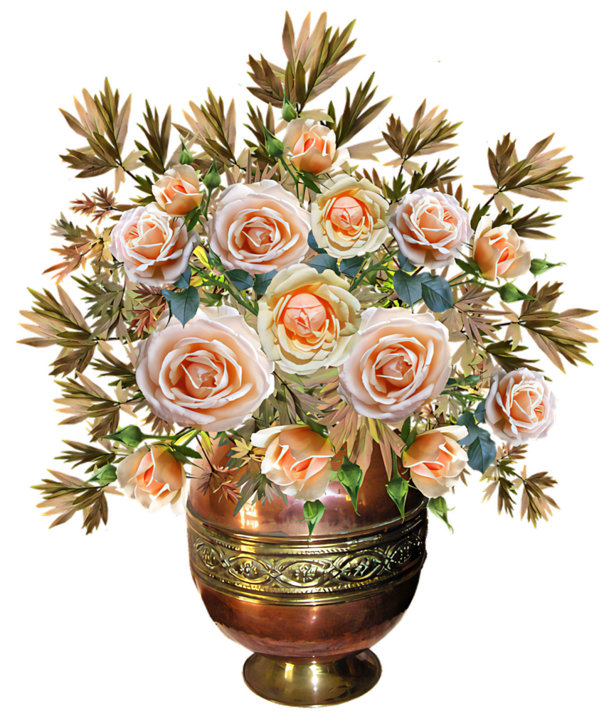 Elegant Pale Roses in Decorative Vase - Timeless Floral Wallpaper