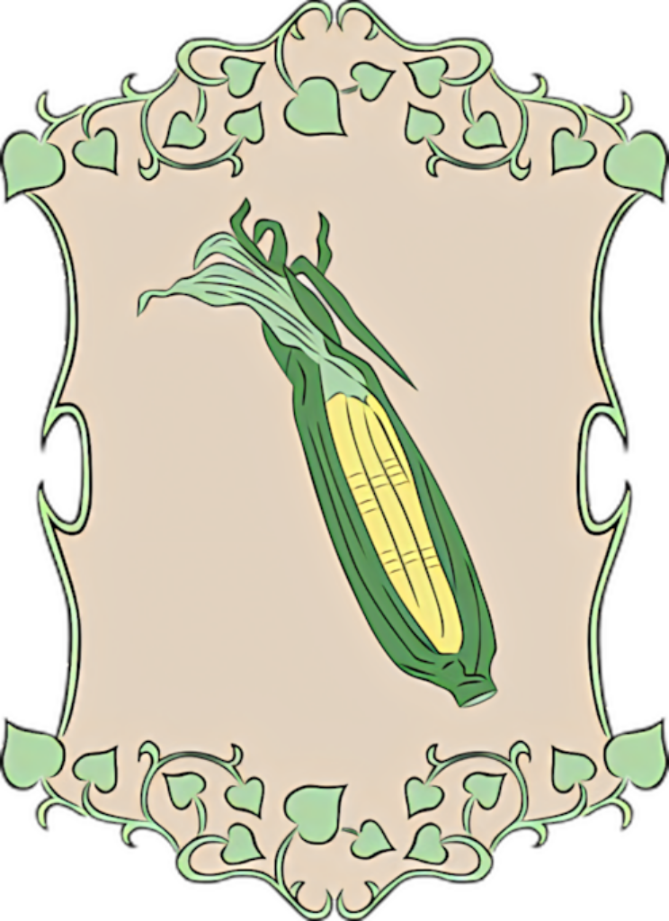 Elegant Corn Ear Wallpaper with Pastel Vine Border Design