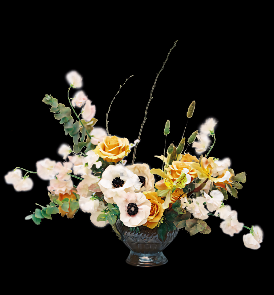 Elegant Pastel Flower Wallpaper with Decorative Vase Arrangement