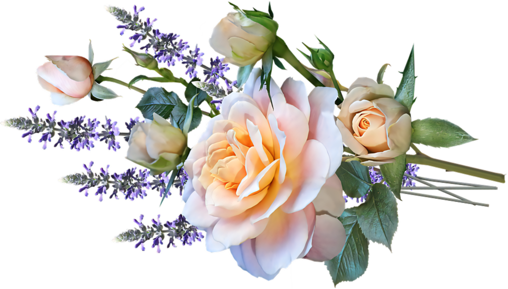 Elegant Peach Roses & Lavender Wallpaper: Floral Background Design