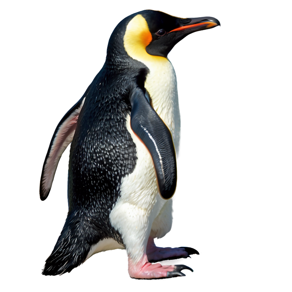 Elegant Penguin Wallpaper: Sleek Black and White with Orange Accents