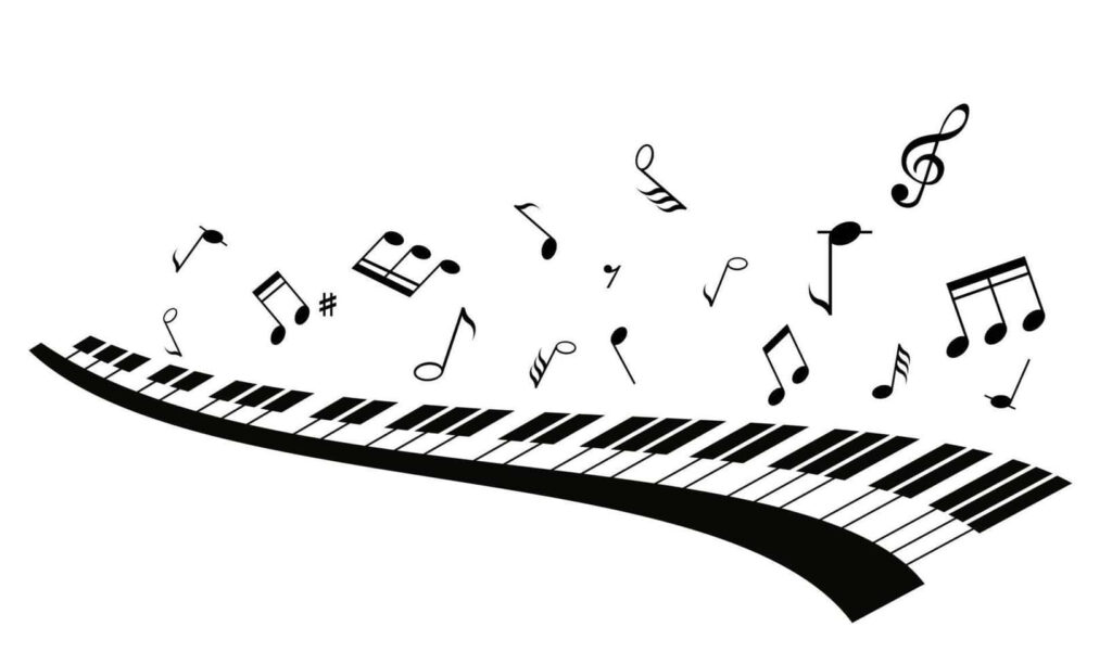 Elegant Piano Keyboard & Music Notes Wallpaper Background Design