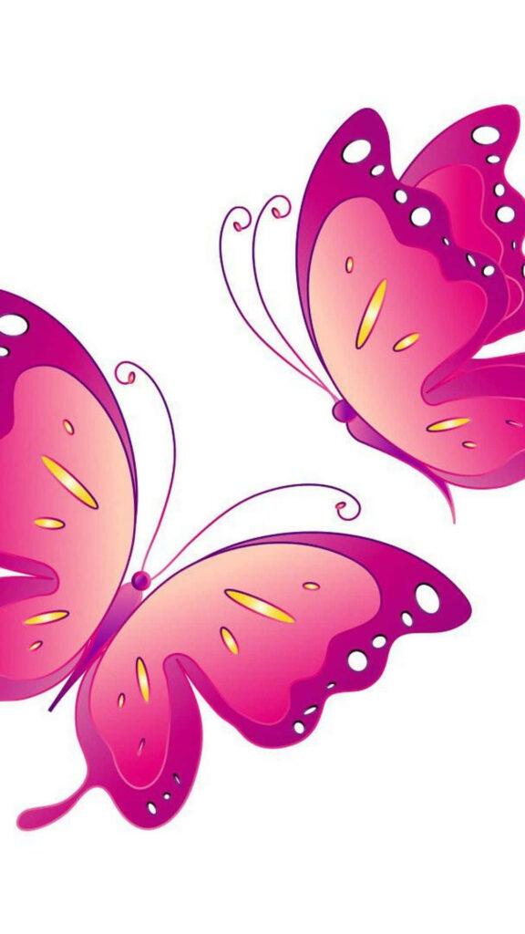 Elegant Pink Butterflies on White Background - Artistic Wallpaper