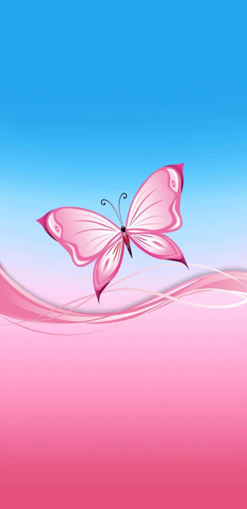 Serene Pastel Wallpaper: Graceful Pink Butterfly on Soft Background