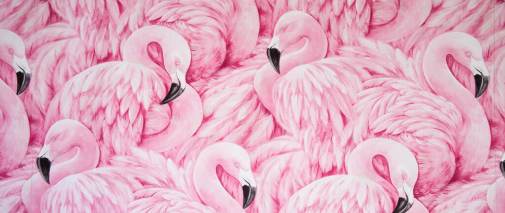 Elegant Pink Flamingos Wallpaper: Vibrant & Intricate Design Background