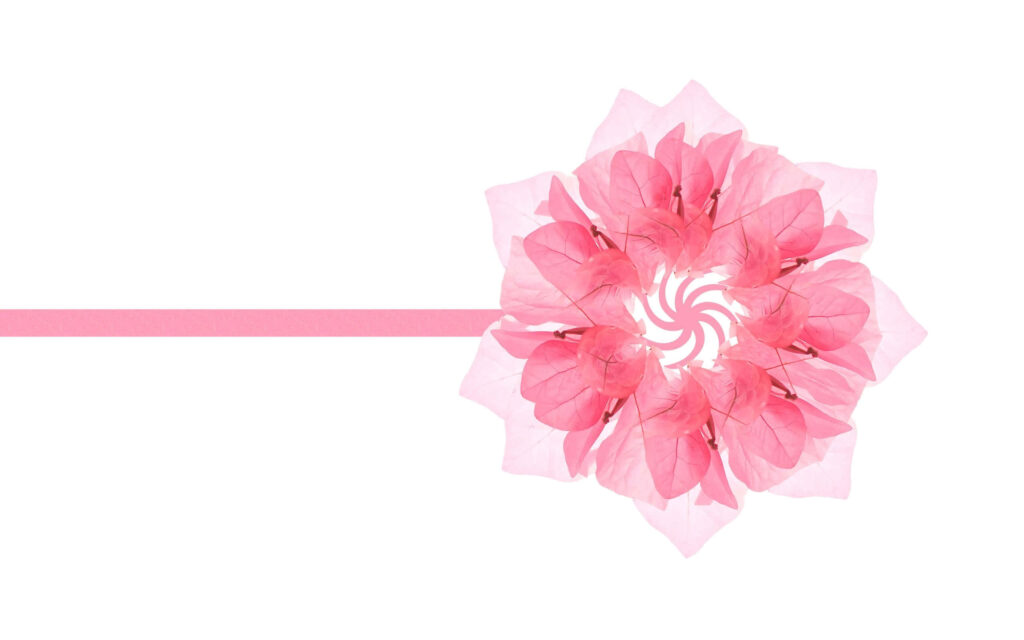 Elegant Pink Flower Circular Wallpaper on White Background