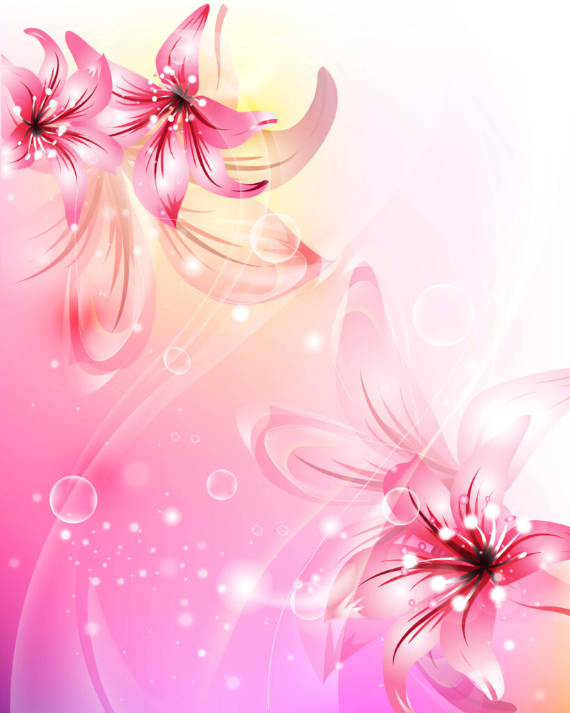 Elegant Pink Flowers Wallpaper with Soft Pastel Abstract Background