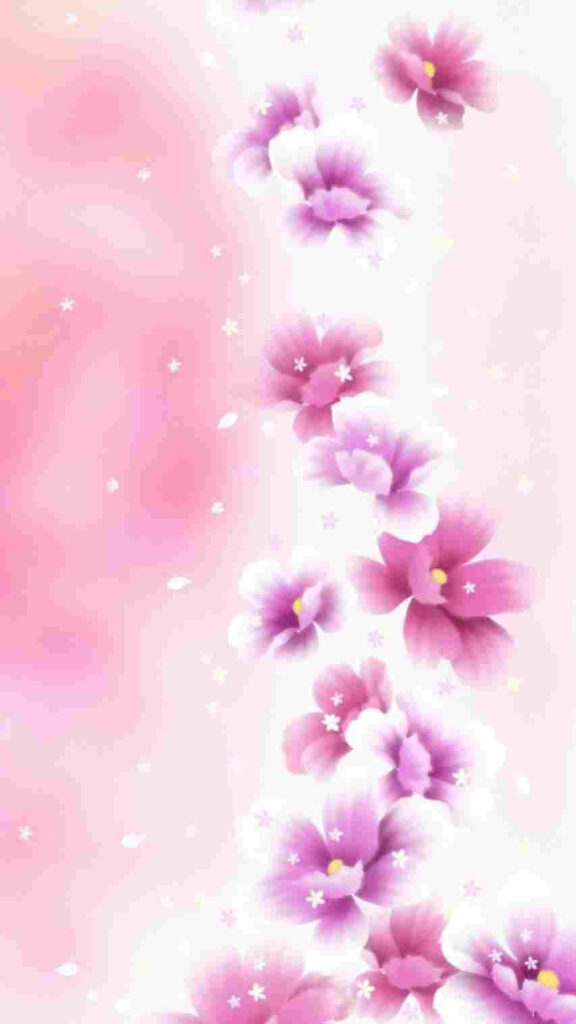 Tranquil Pink Gradient Wallpaper with Floral Petal Accents