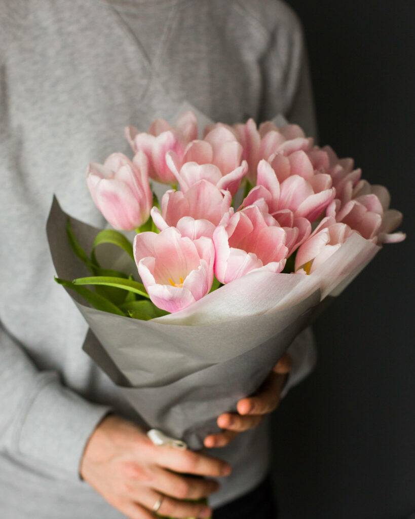 Delicate Pink Tulips in Soft Paper: A Fresh Touch of Elegance Wallpaper