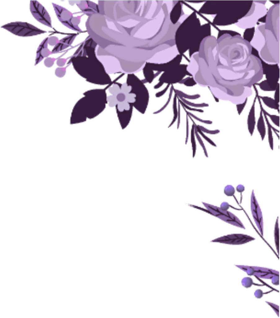 Elegant Purple Floral Wallpaper with Roses & Delicate Leaves
