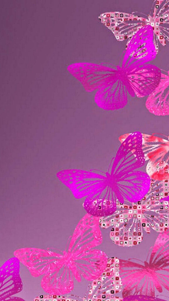 Whimsical Purple & Pink Butterfly Wallpaper on Gradient Background