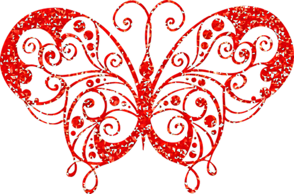 Intricate Red Gemstone Butterfly Artwork - Elegant Wallpaper Background