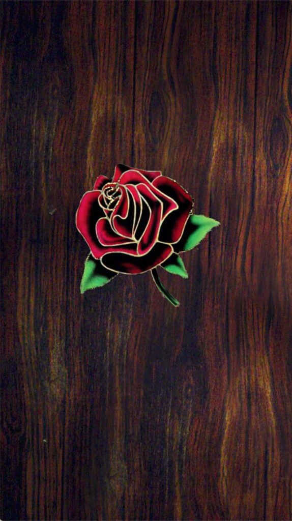 Elegant Red Rose on Rustic Wood Background - Artistic Wallpaper