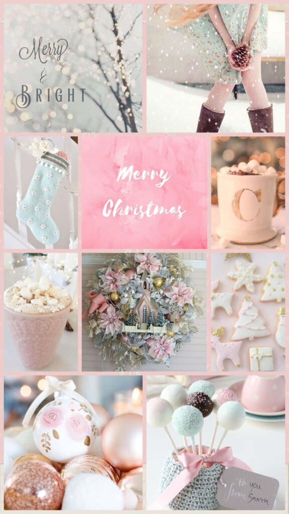 Chic Rose Gold Christmas Wallpaper: Festive Snowflakes & Cozy Vibes