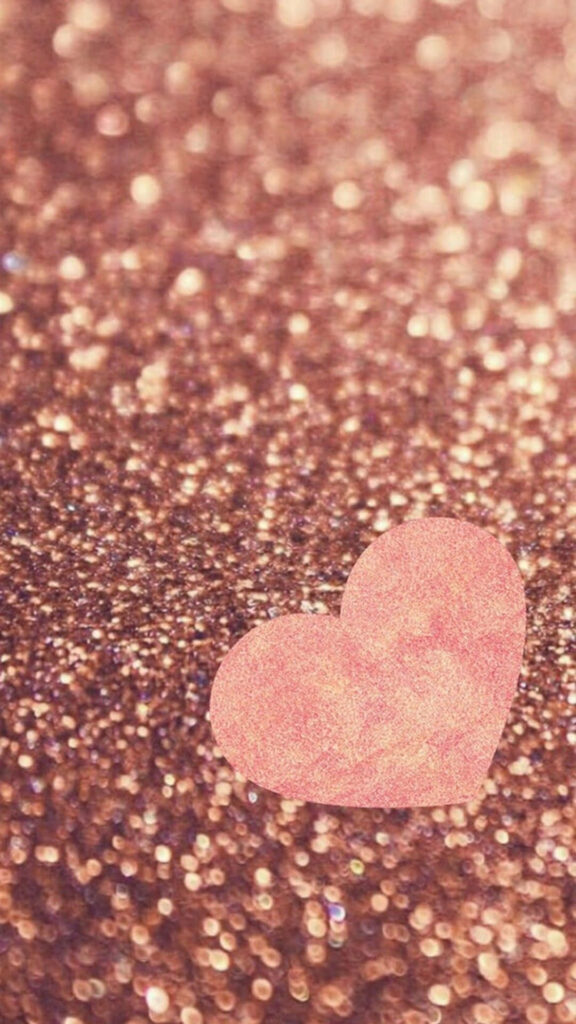 Elegant Rose Gold Glitter Wallpaper with Pink Heart Center Design