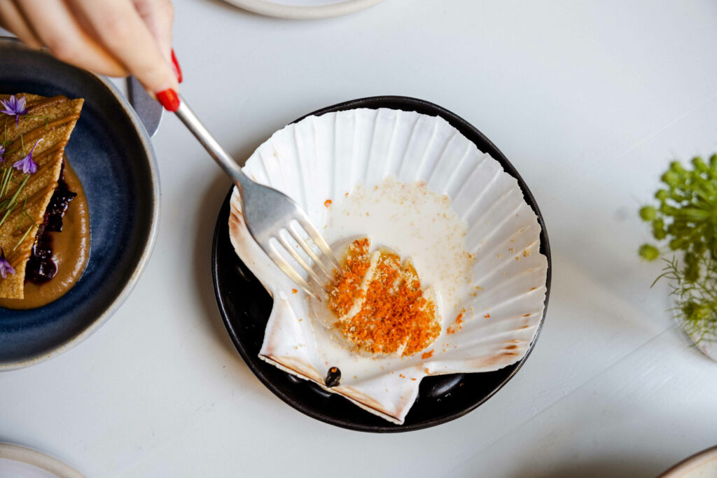Luxurious Scallops Dish with Caviar - Elegant Wallpaper Background