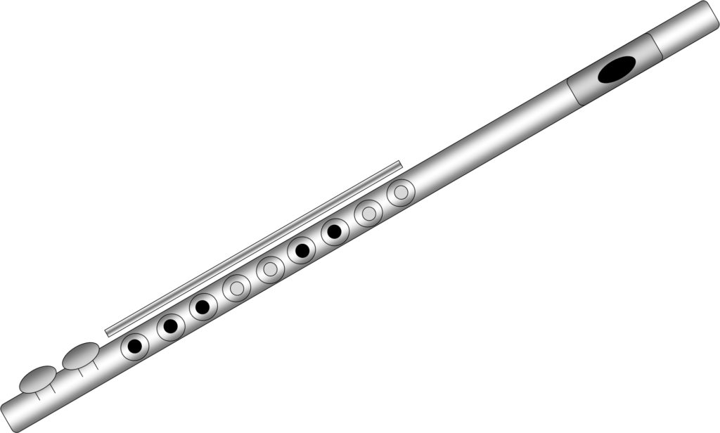 Sleek Silver Flute Wallpaper: Elegant Design on Black Background