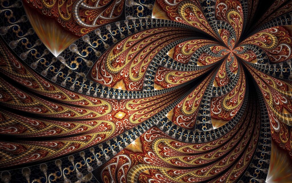 Elegant Dark Pattern Wallpaper: Intricate Red & Gold Design 1920x1200