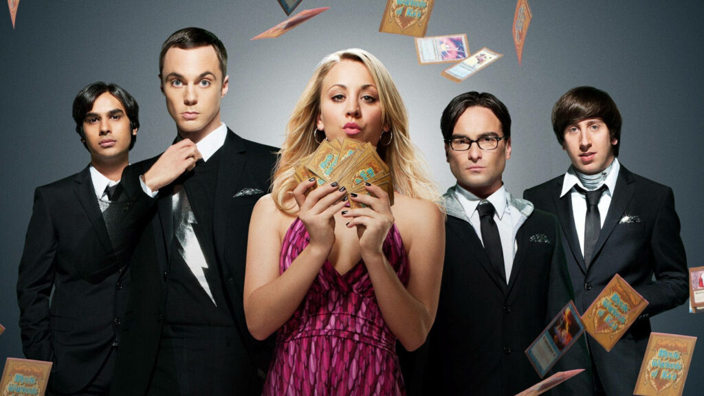 Elegant *The Big Bang Theory* Wallpaper: Cast with Trading Cards