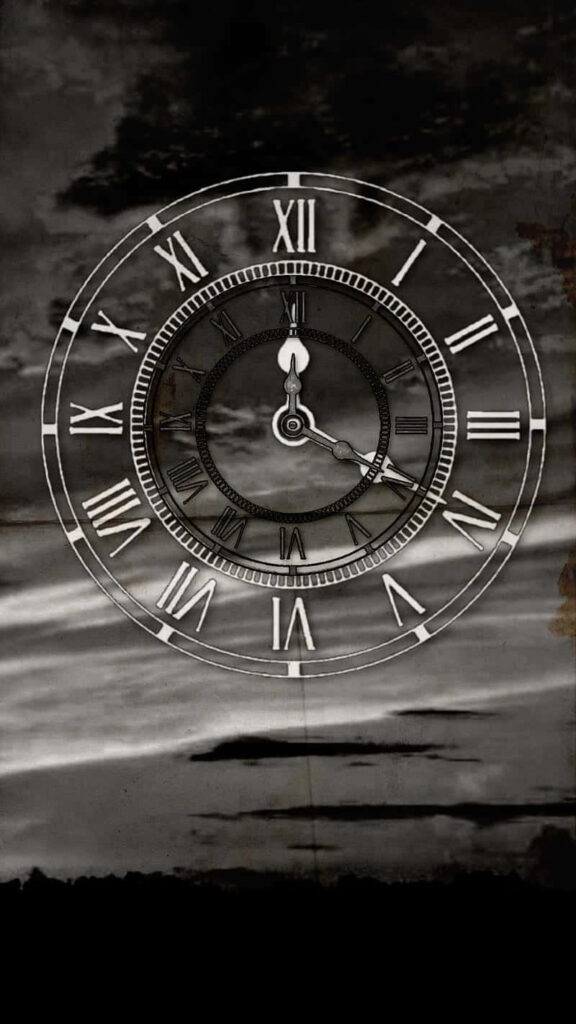 Elegant Transparent Clock Wallpaper with Dramatic Cloudy Background