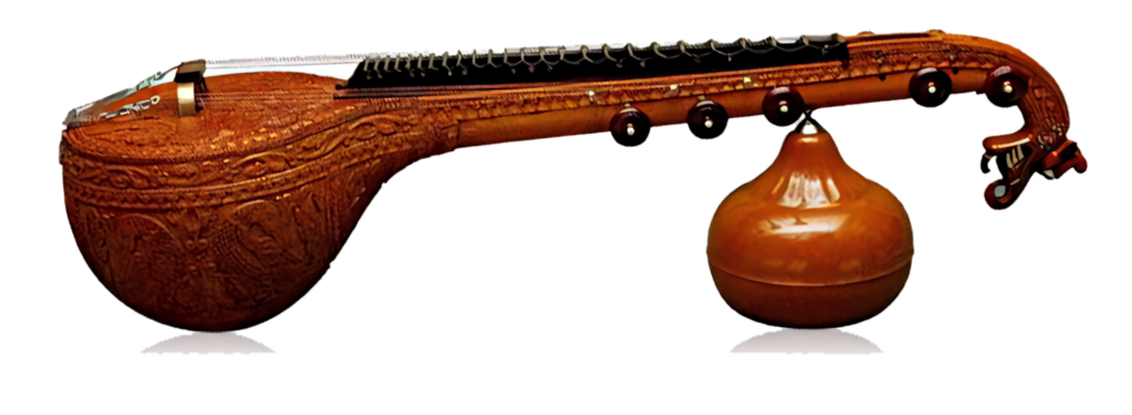 Elegant Veena Wallpaper: Artistic Indian String Instrument Design