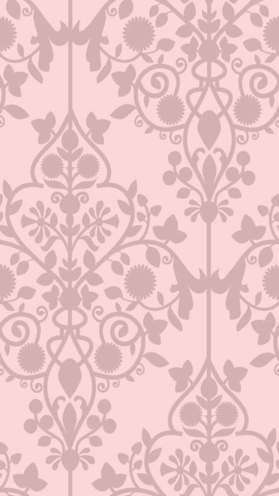 Victorian floral wallpaper with seamless vines and muted rose motif on pastel pink background