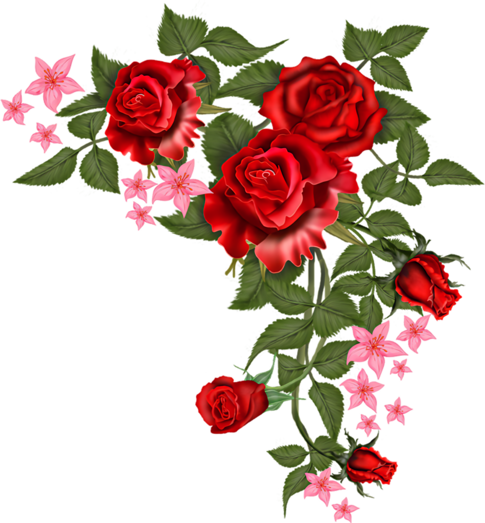 Elegant Vintage Floral Wallpaper with Red Roses & Pink Flowers