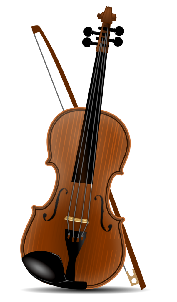 Elegant Violin Illustration: Rich Wood Tones on Black Background Wallpaper