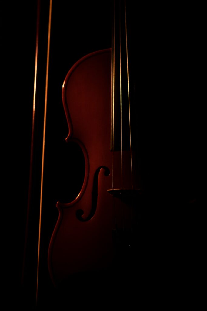 Elegant Violin Wallpaper: Dark Background & Intricate Details