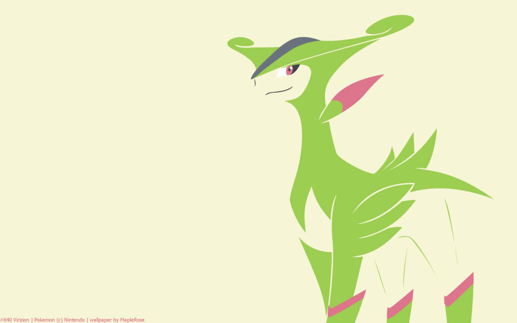 Elegant Virizion Wallpaper: Minimalist Grass/Fighting Pokémon Design