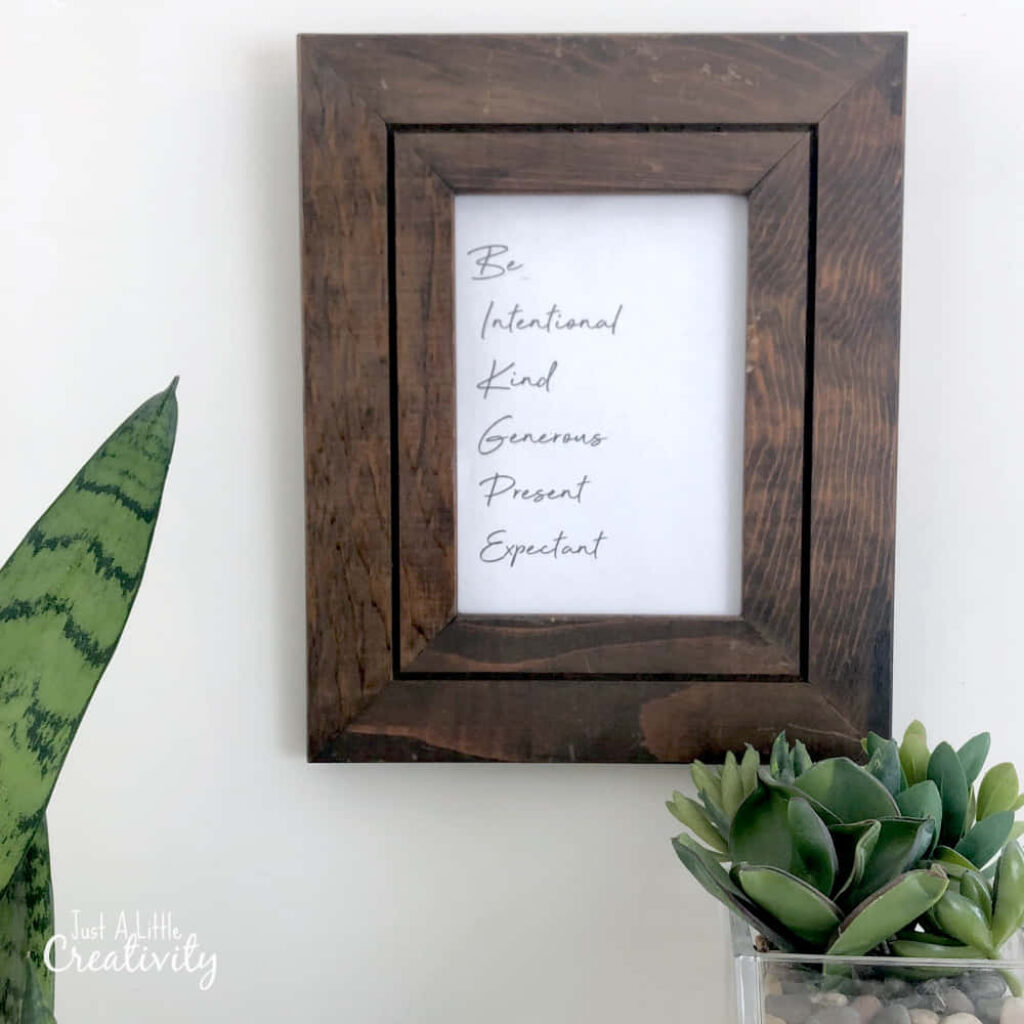 Elegant Framed Quote Wallpaper: Be Intentional & Kind Decor