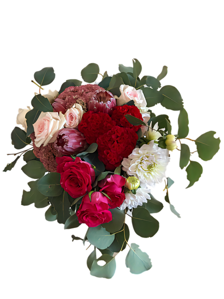 Elegant Wedding Bouquet Wallpaper PNG - Floral Design with Roses & Dahlias