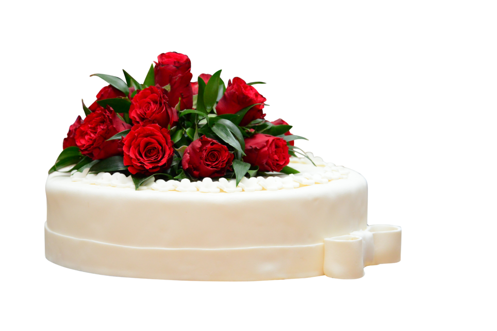 Elegant Wedding Cake with Red Roses – Romantic Wallpaper Background