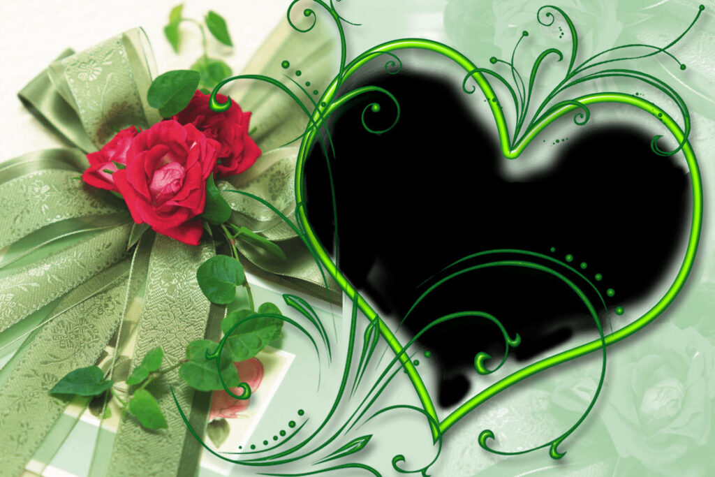 Elegant Wedding Wallpaper: Vibrant Heart Frame & Floral Designs